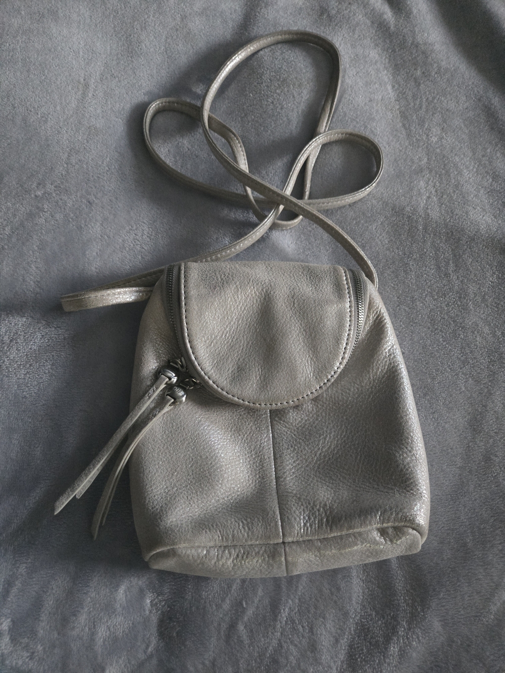 HOBO Silver Crossbody Flap Bag